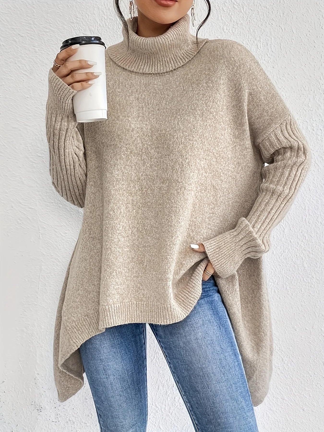Ella Col Roulé en Cachemire Femme Hiver Amawinc Vêtement Doux et Confortable pour Femme