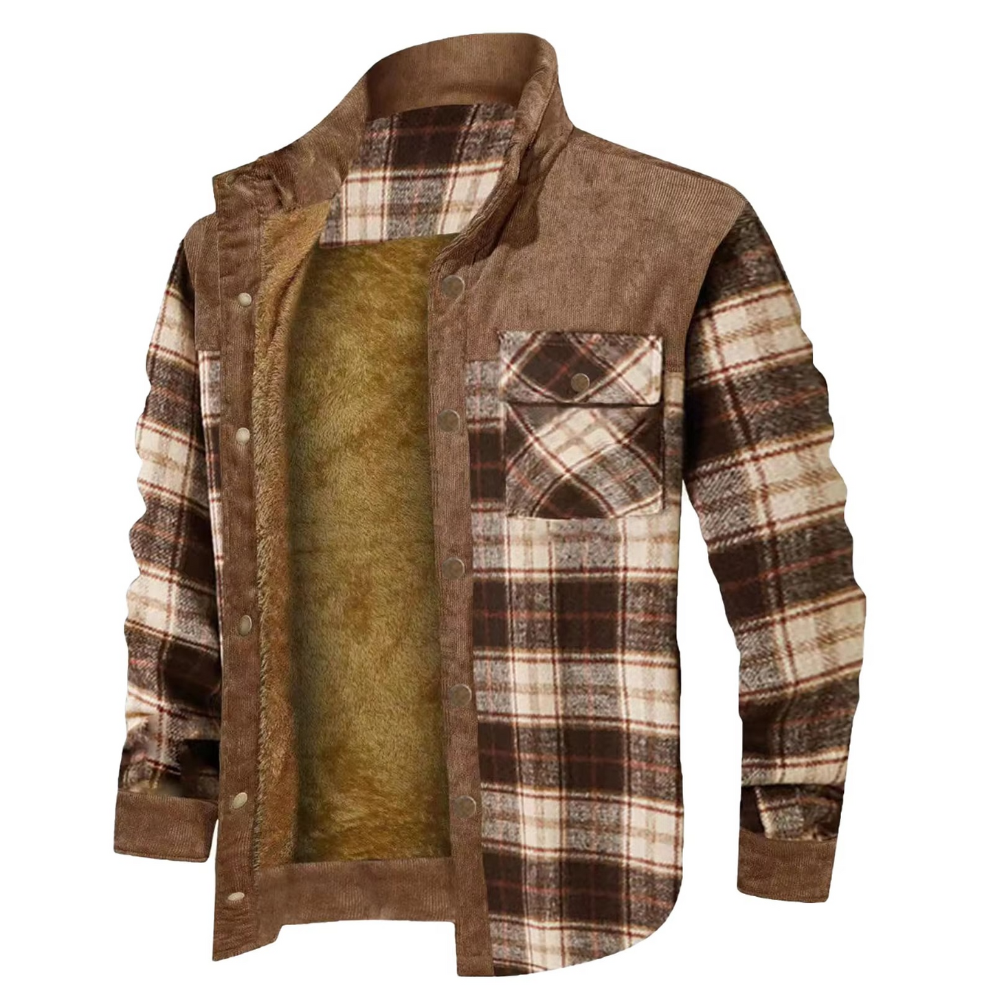 Manteau Chemise À Capuche En Laine Doublée Flanelle À Carreaux Pour Homme Amawinc