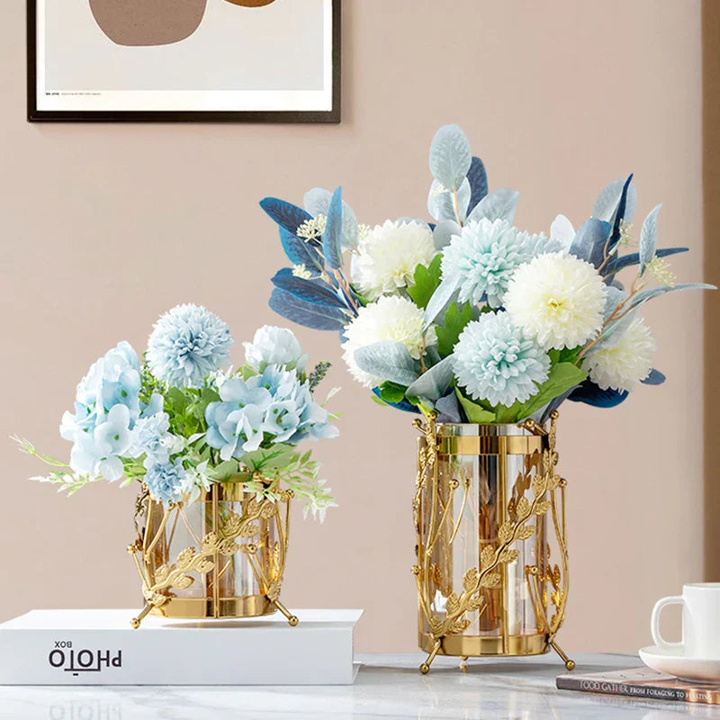 Nyx Vase En Verre Doré Avec Cadre Métal Plaqué Or Déco Contemporaine Élégante Moderne