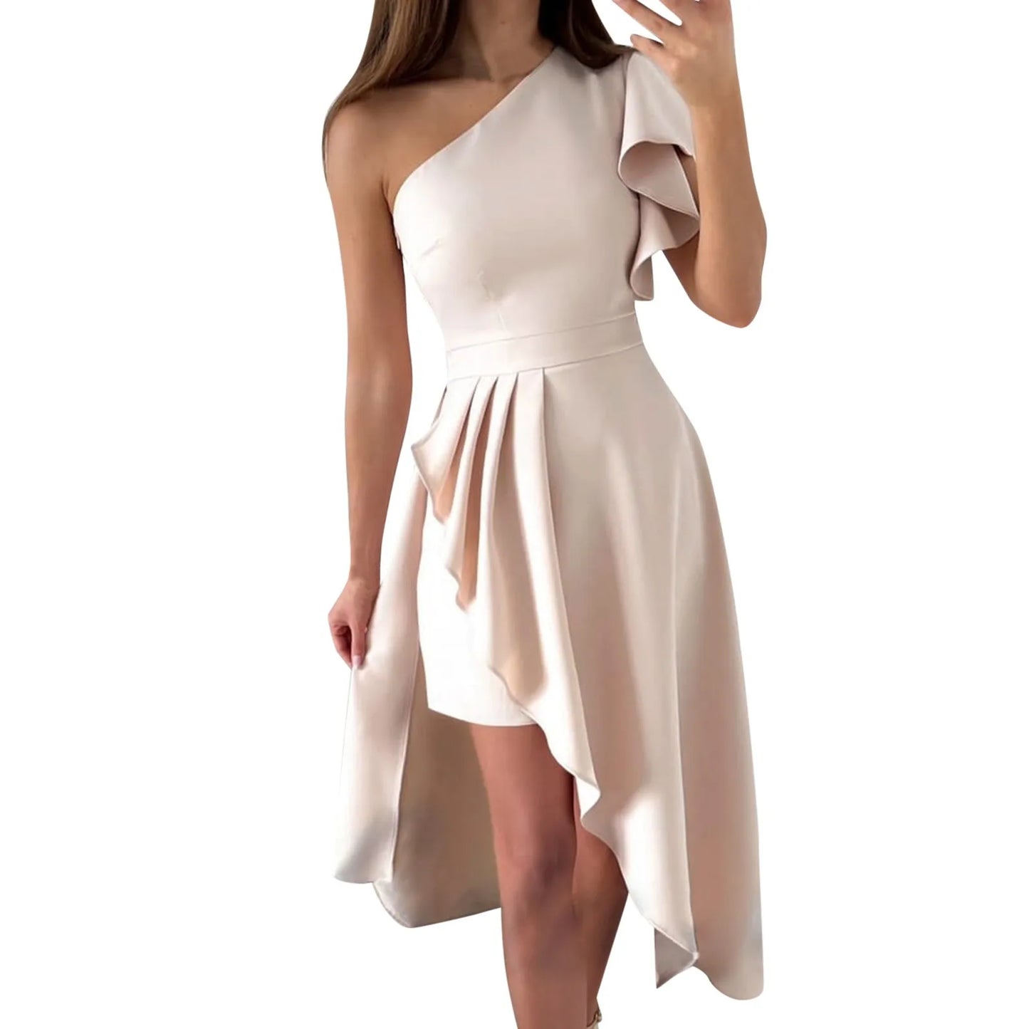 Robe Asymétrique À Une Épaule Pour Femmes Coupe Élégante Idéale Pour Fêtes Parties Et Événements Formels