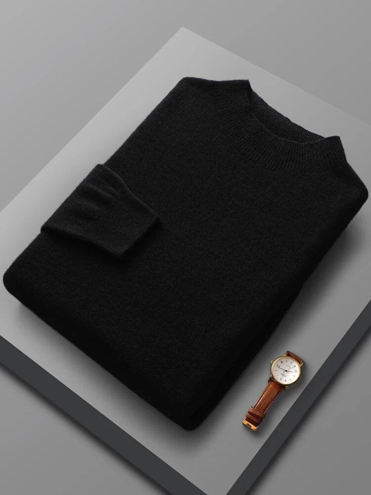 Amawinc Joshua Pull Col Rond à Côtes Uni Pour Homme Tricot Décontracté Chic Manches Longues
