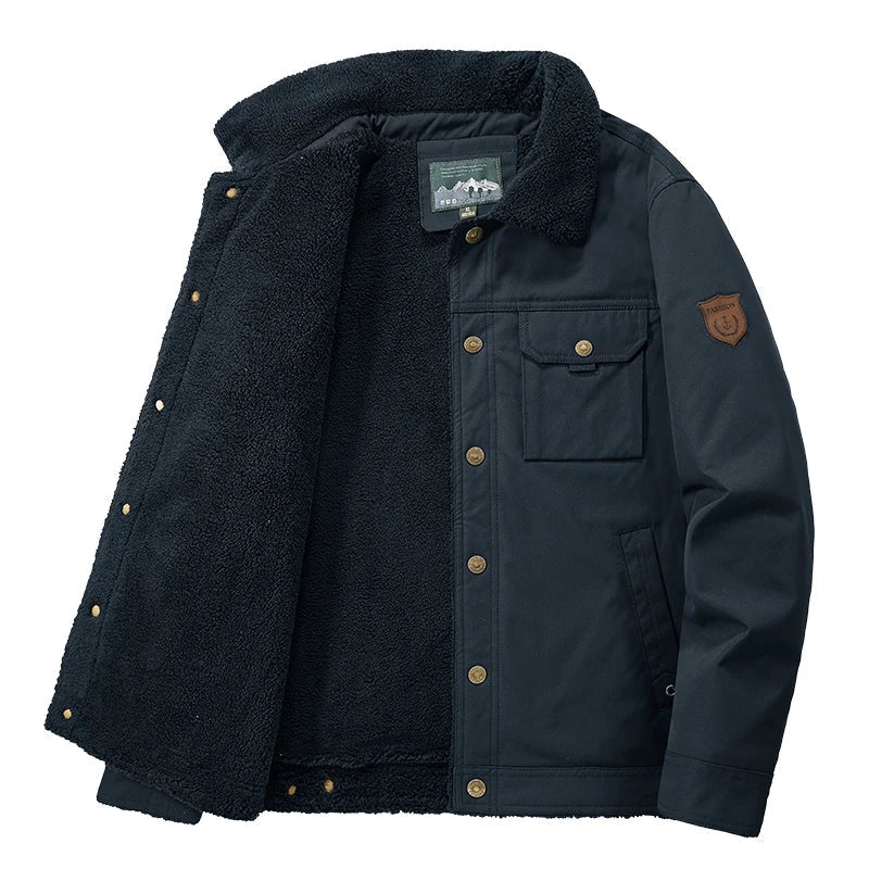 Veste Ranger À Col Avec Doublure Sherpa Chaude Shell Robuste Silhouette Structurée Et Poches À Fermeture À Pression
