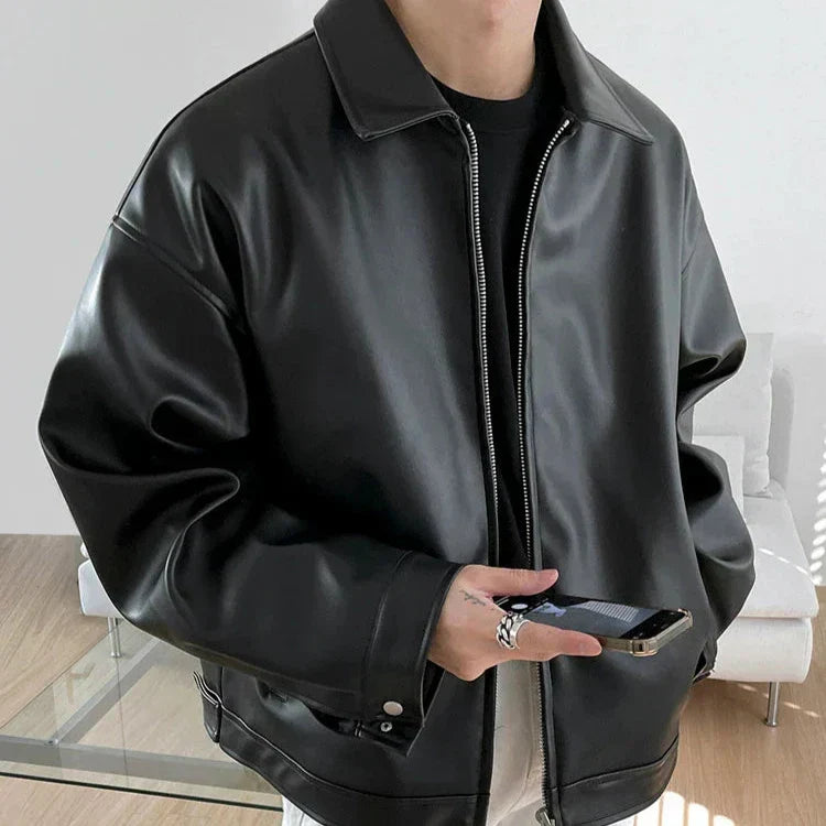 Veste Bomber Oversize En Cuir Colton Pour Homme Par Amawinc Streetwear Minimaliste Audacieuse