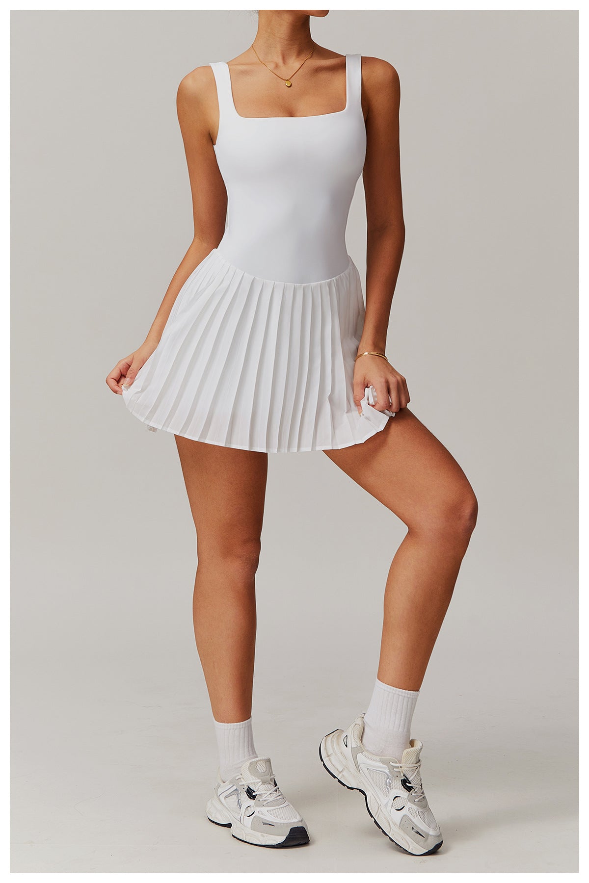 Robe Sans Manches Motion Active Pour Tennis et Fitness Respirante en Polyester Élastique