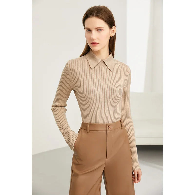 Audrey Polo En Mélange De Laine Doux Et Extensible Col Polo Pour Silhouette Affinée Et Confortable