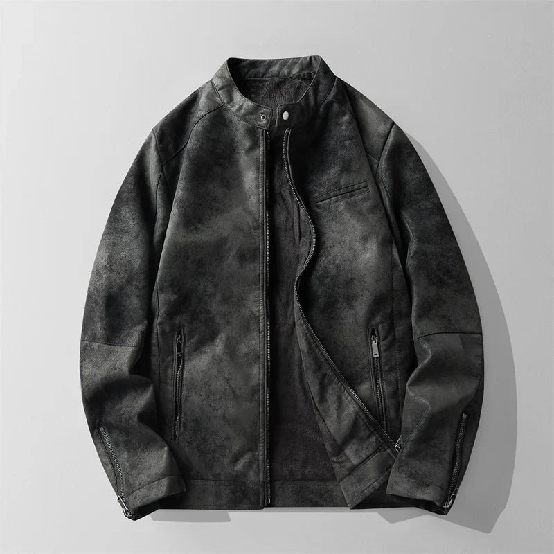 Veste Moto Desert En Suede Vintage Avec Col À Clous Et Doublure Polyester Importée