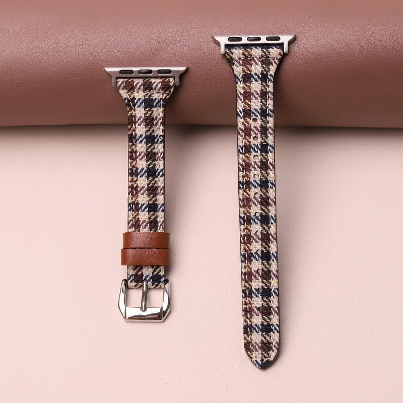 Bracelet Apple Watch Wexford Motif Pied De Poule Léger Confort Durable Ajustable Pour Tous Les Jours
