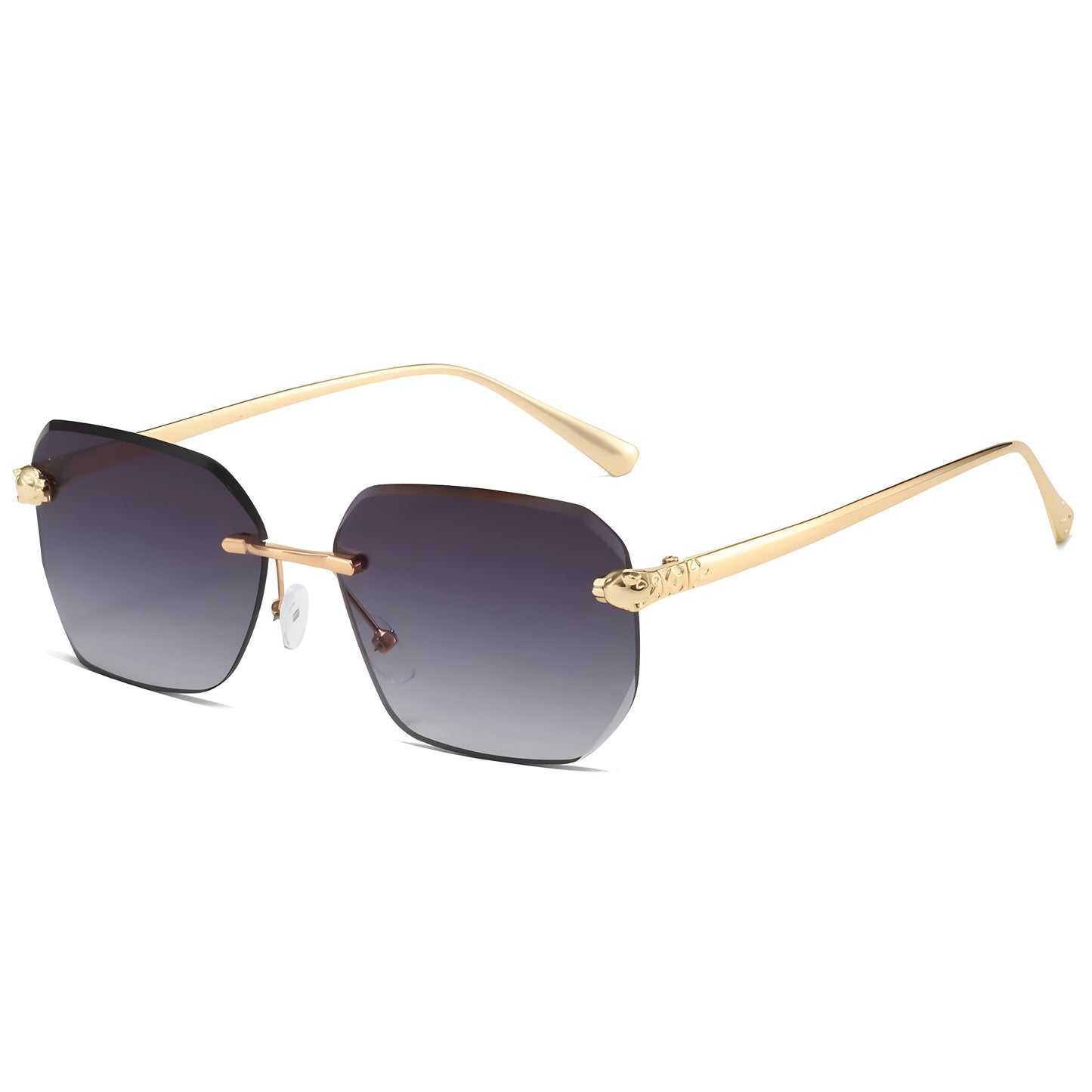 Lunettes Sans Monture Octogonales Gradient Anti Reflet UV400 Branches Dorées Légères