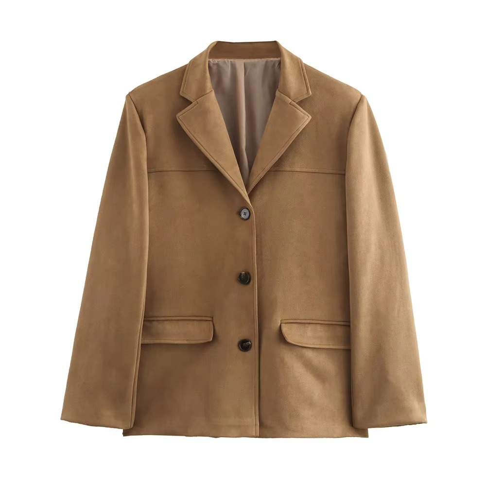 Veste En Suède Marron Vintage Pour Femme Style Old Money Manteau Automne Hiver Élégant Et Chaud