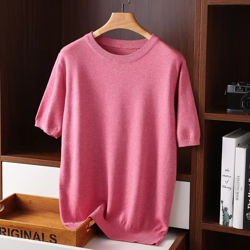 Pull Homme En Cachemire À Manches Courtes Col Rond Amawinc Léger Pour Confort Quotidien
