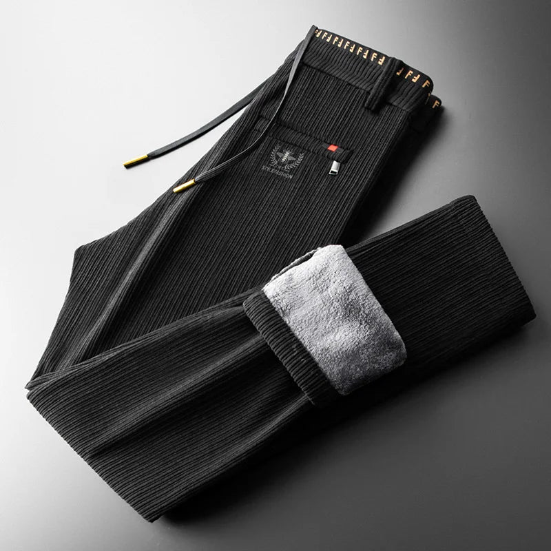 Pantalon Elyas Velours Côtelé Avec Doublure Sherpa Et Taille À Cordon Confortable Pour Toutes Saisons