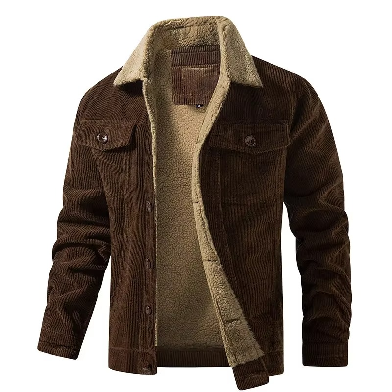 Veste Velours Cotele Bleu Marine Doublee De Polaire Hiver Pour Homme Style Utilitaire Decontracte Chaude