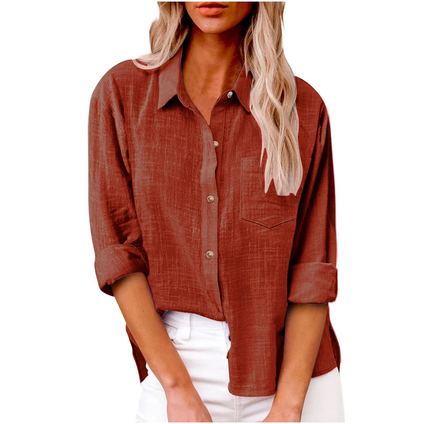 Blouse Décontractée En Coton Lin À Manches Longues Pour Femmes Printemps 2025 Confort Et Élégance
