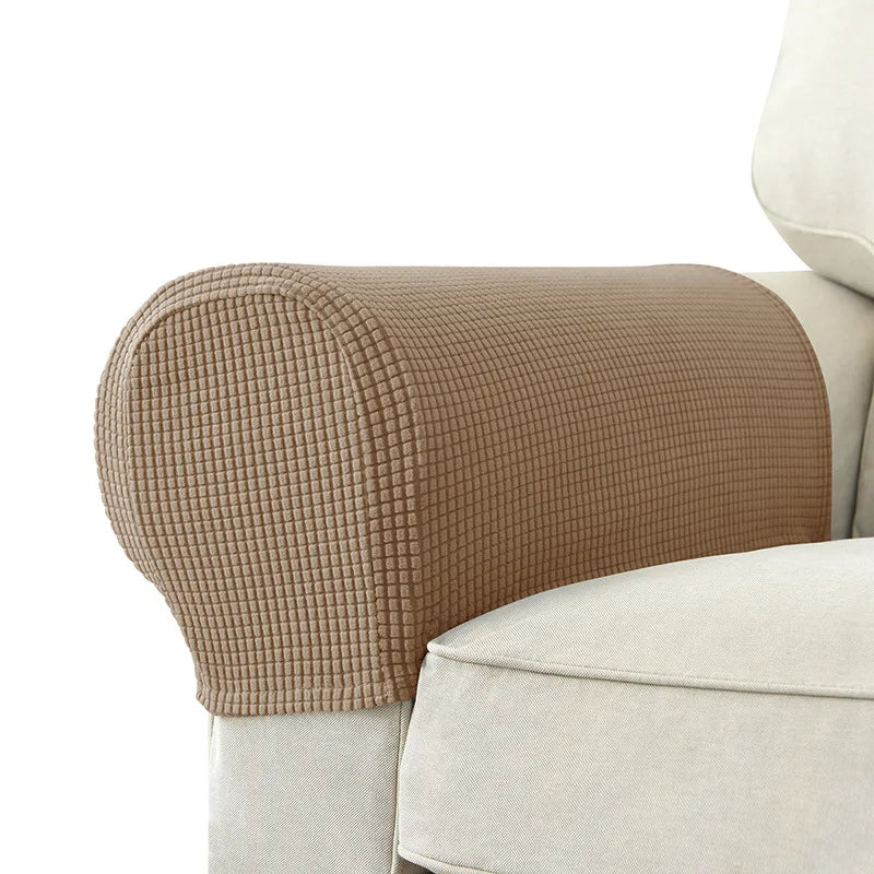 Housse Accoudoir Extensible Texturée Gris Pour Canapé Protection Contre Taches Et Usure Design Minimaliste