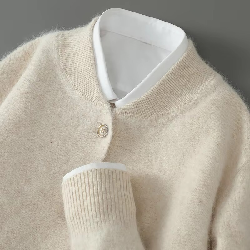 Cardigan Homme Col Montant En Cachemire De Visons Mélange Tricot Décontracté Style Business Moderne