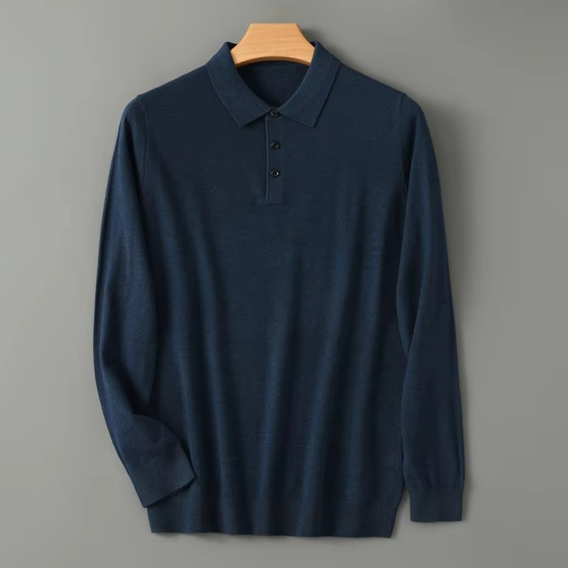 Pull Mérinos Mélange Cachemire Col Polo En Maille Légère Chaud Confort Quotidien Élégant Pour Homme