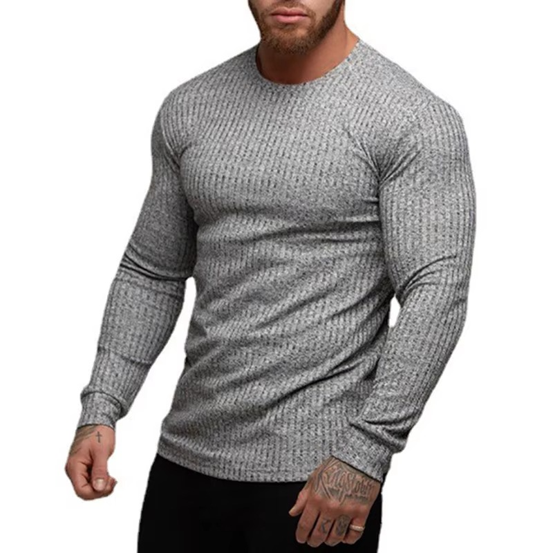 Amawinc Tee Shirt Homme Automne Manches Longues Séchage Rapide Tissu Léger pour Fitness Activité Physique