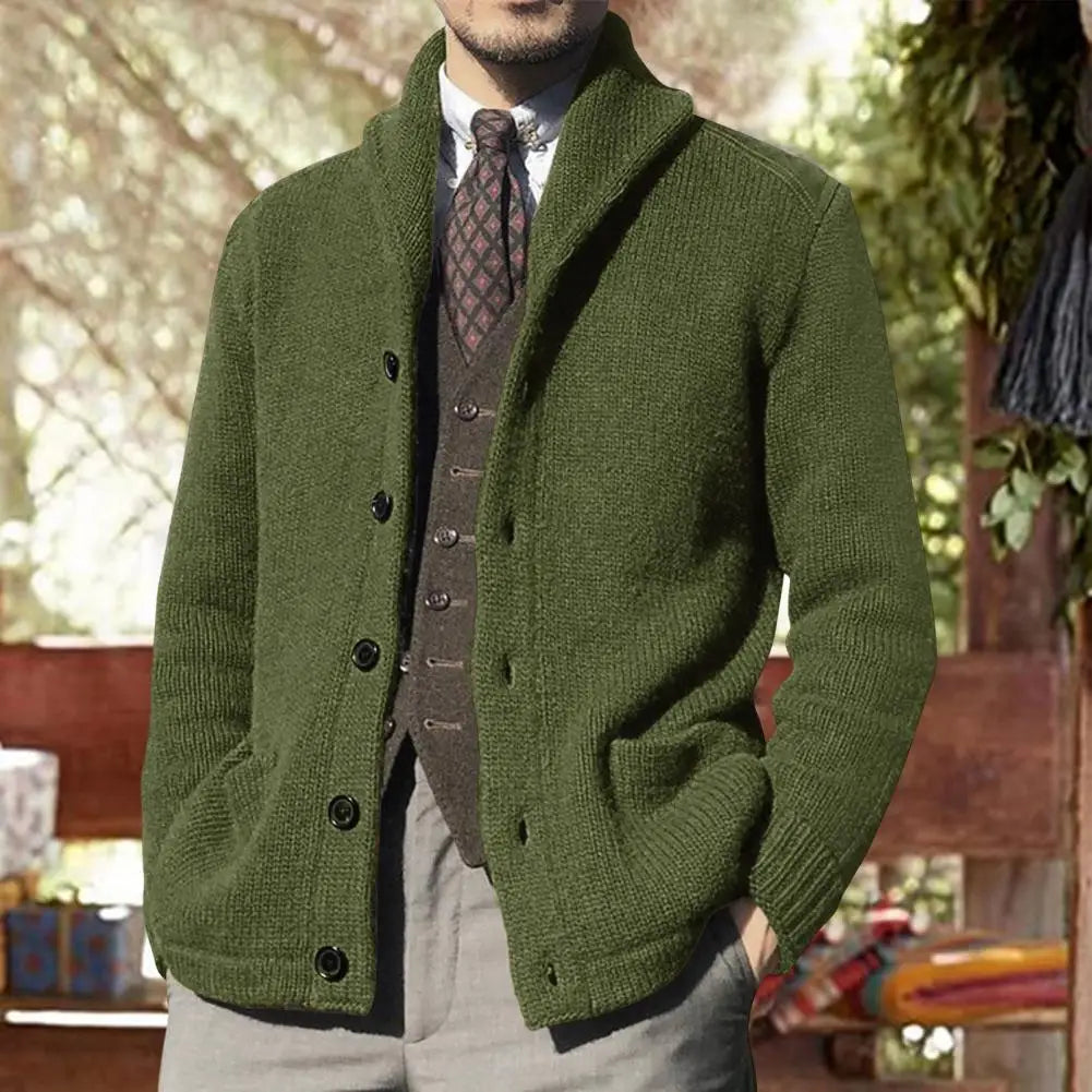 Cardigan En Maille Pour Homme Amawinc Avec Col Châle Boutons Et Poches Confort Classique Mélange Acrylique Laine
