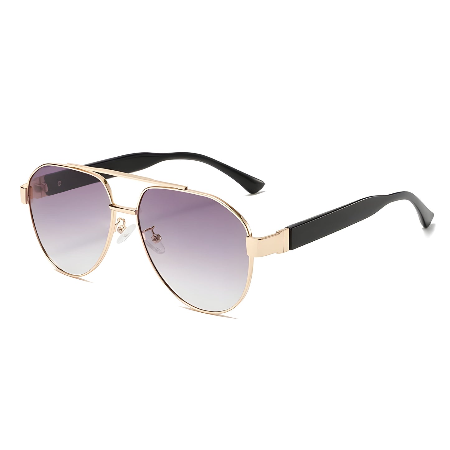 Lunettes Aviateur Pilot Plaquée Or Avec Monture Noire Et Verres Dégradés Anti Reflet UV400