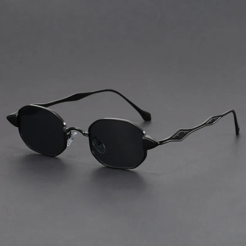 Lunettes De Soleil Aurelian Or Métal Rectangulaires UV400 Léger Unisexe Amawinc Élégantes