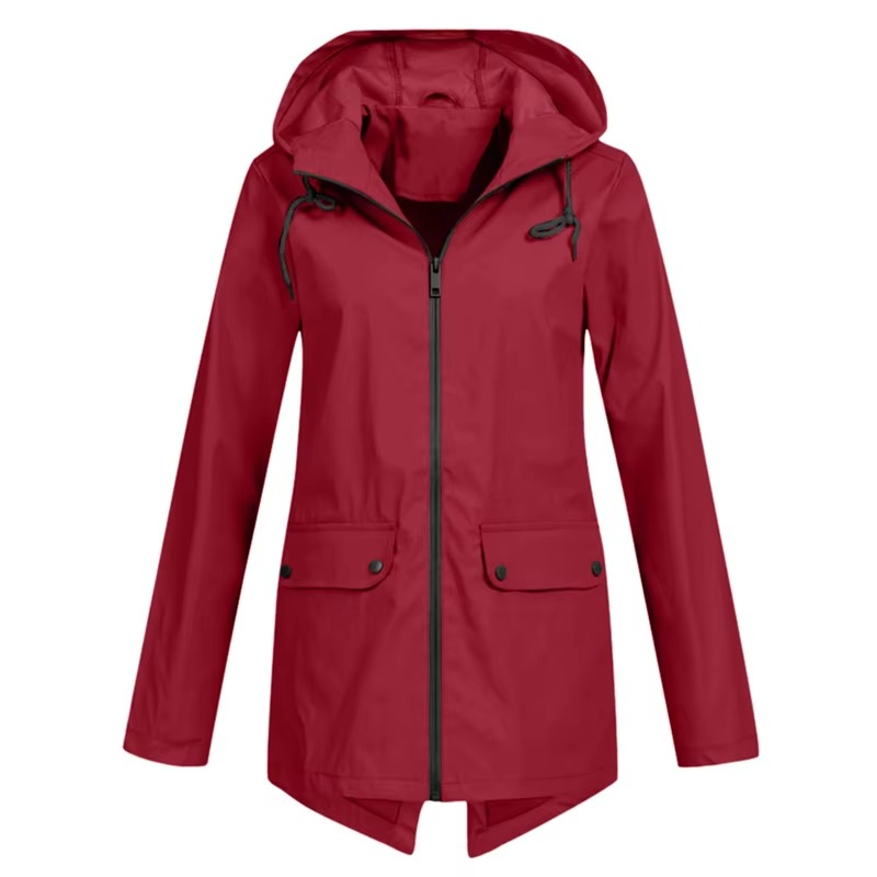 Veste Trench Imperméable À Capuche Doublée Velours Pour Automne Et Hiver Pour Femmes