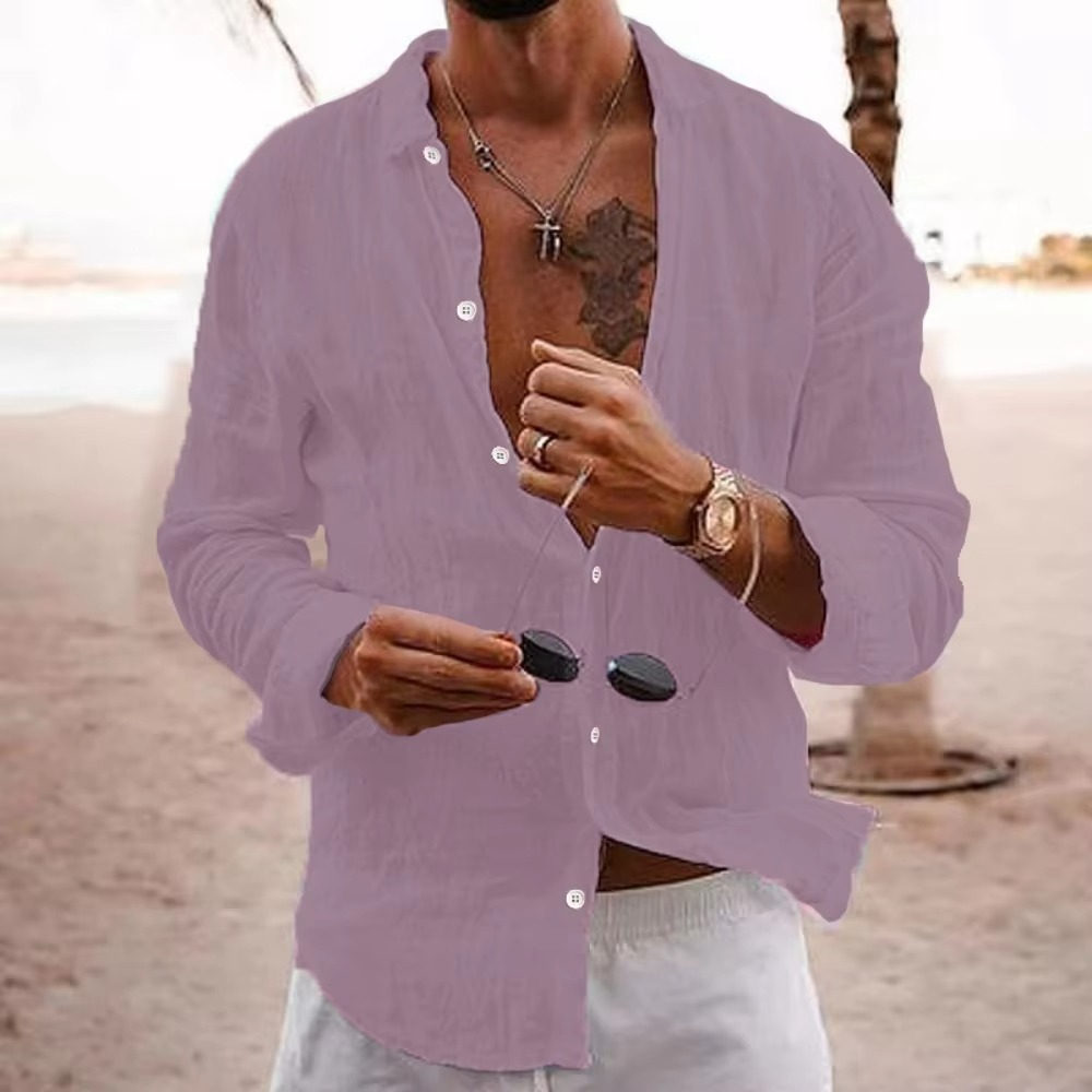 Chemise Décontractée Pour Homme En Coton Lin Respirante Légère Et Coupe Ample Pour Quotidien Et Vacances