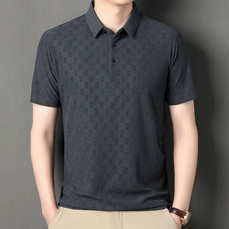 Polo Ray Weave Motif Raffiné En Coton Mélangé Pour Style Sophistiqué Et Confortable Au Quotidien