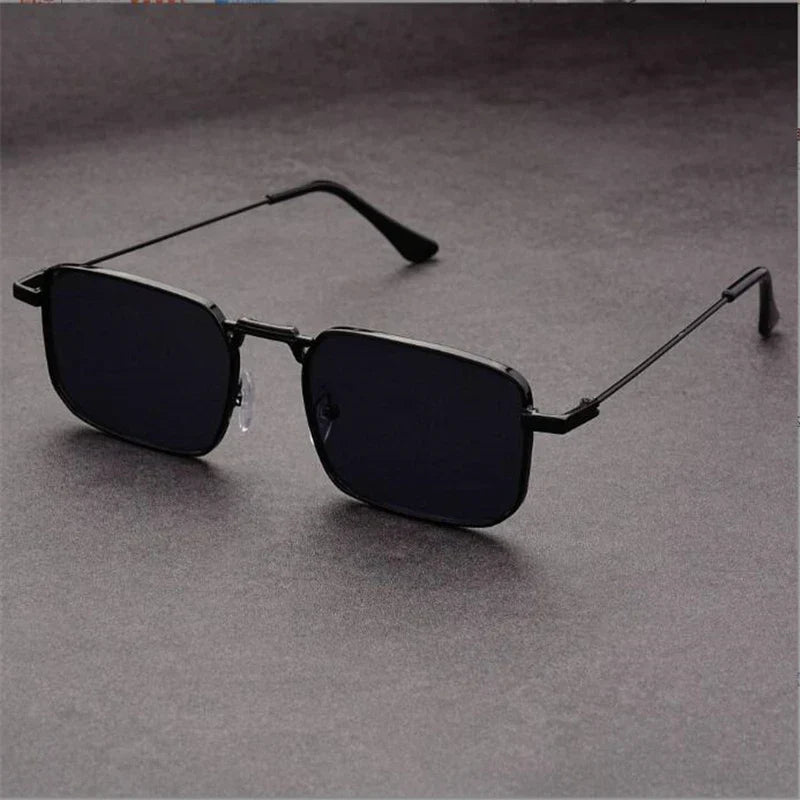 Lunettes de Soleil Rectangulaires Amawinc Nexium Cadre Métal Ultra Léger Verres UV400 Plaquettes Ajustables Unisexe