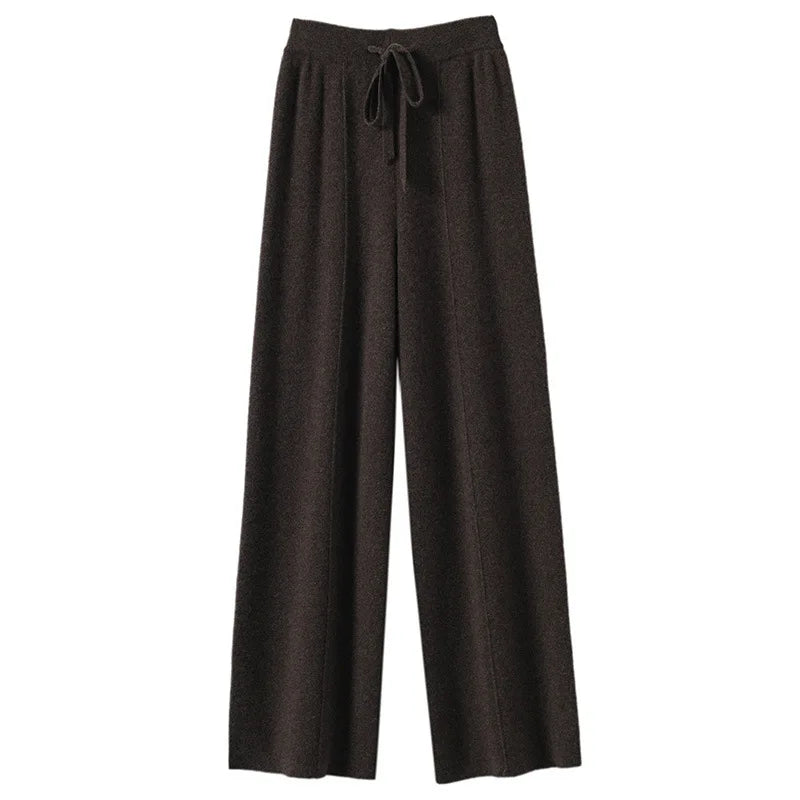 Pantalon De Survêtement Eva Confort Ultime En Mélange De Laine Tricotée Coupe Large Lavage À La Main Douceur
