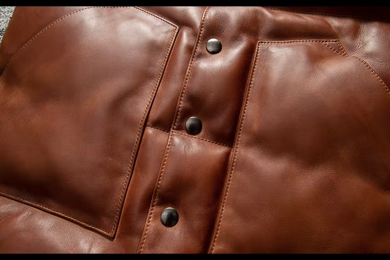 Gilet Biker En Cuir D Agneau Marron Matelassé Puffer Pour Homme Confortable Durable Et Authentique