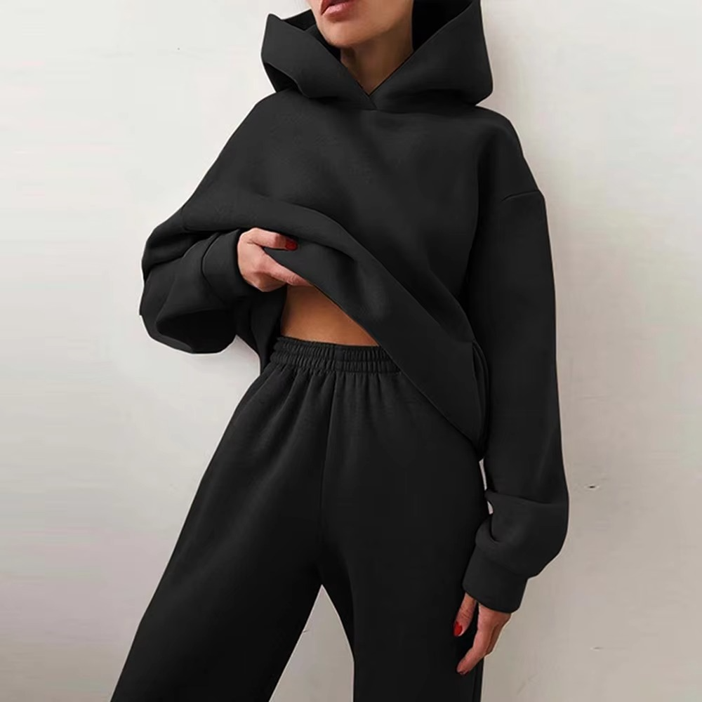 Survêtement Femme Capuche Oversize Et Joggers En Coton Doux Pour Un Confort Décontracté