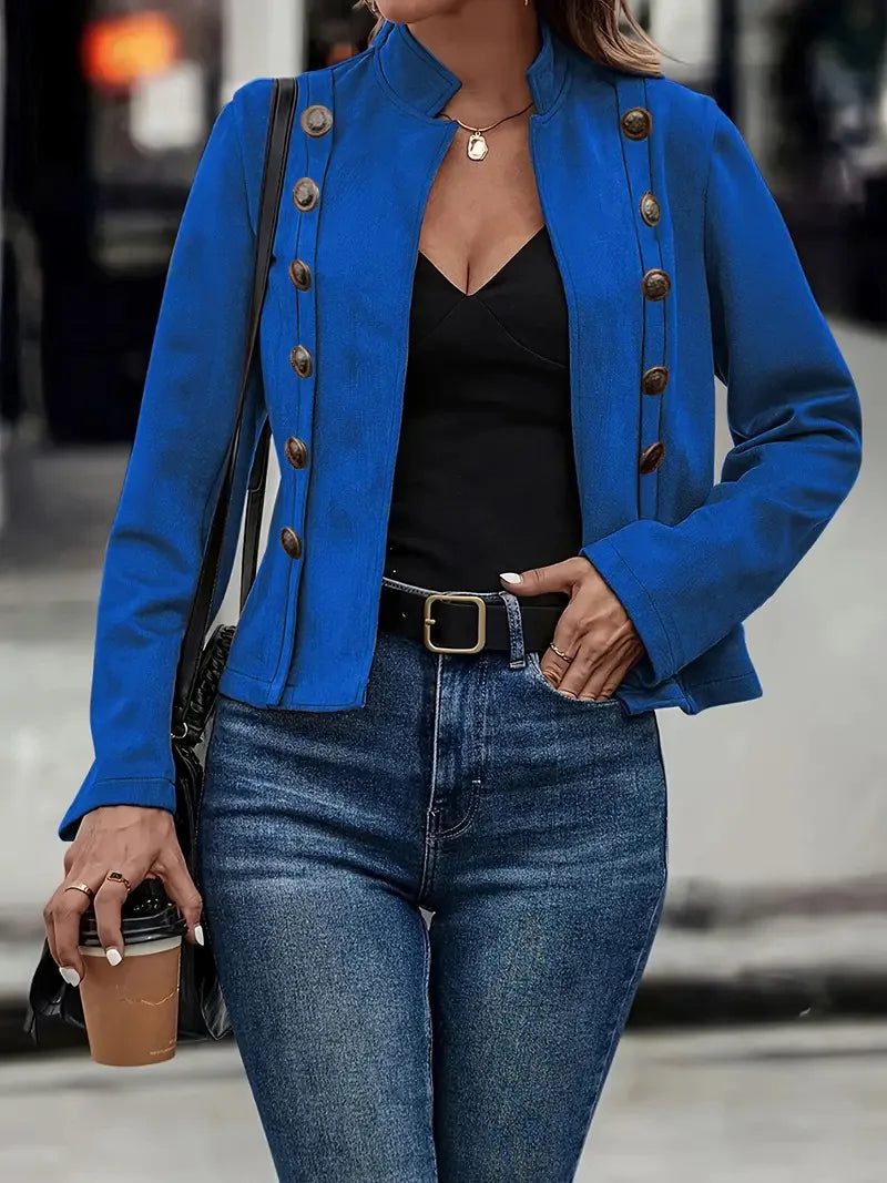 Allison Veste Velours À Double Boutonnage Coupe Croppée Pour Printemps Automne Femme