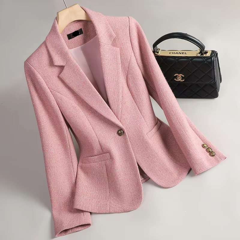 Blazer Retro En Laine Pour Femme Manteau Automne Hiver Élégant Vintage Chaud Et Polyvalent