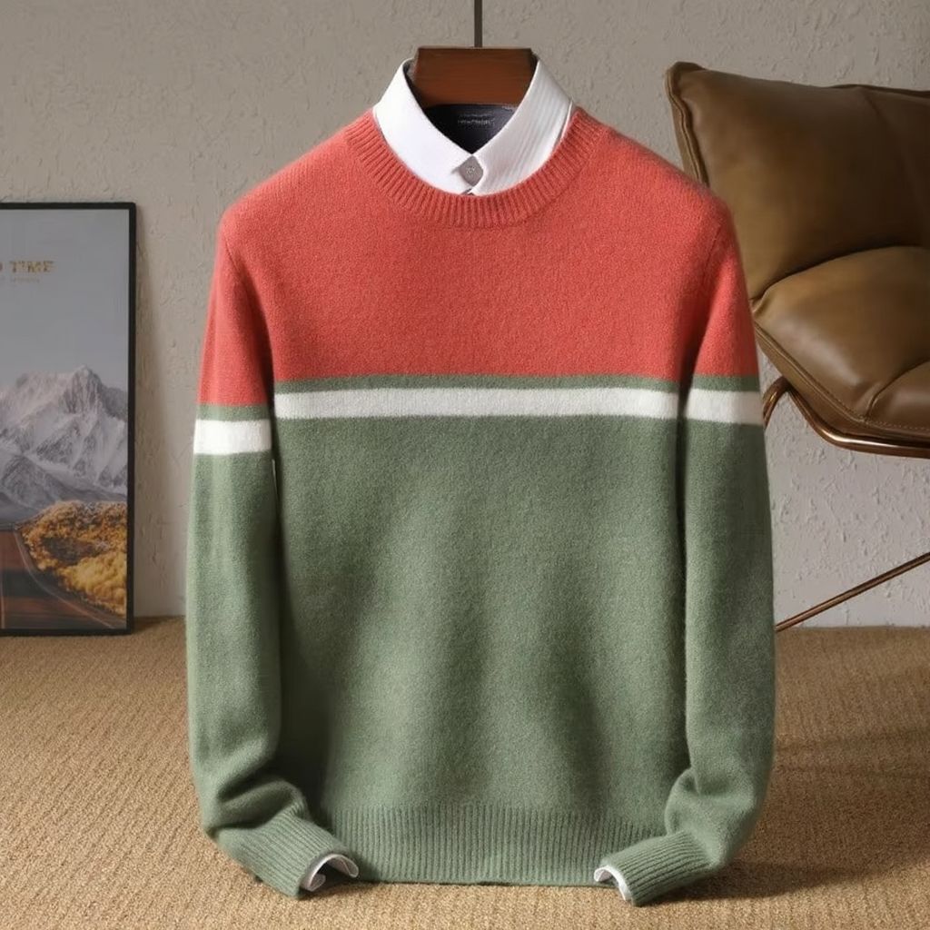 Pull Homme En Laine Mérinos Pure Cent Pour Cent Avec Panneau Contrasté Pour Chaleur Et Confort Respirant