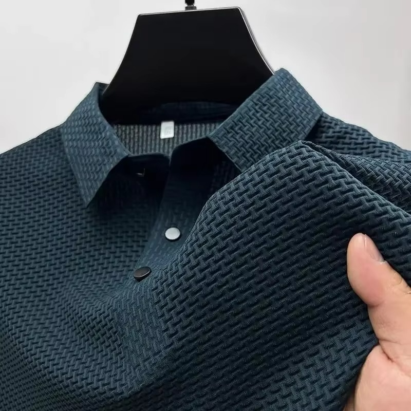 Polo Homme À Manches Courtes En Soie Glacée Respirant Confort Frais Pour Tenue Business Casual