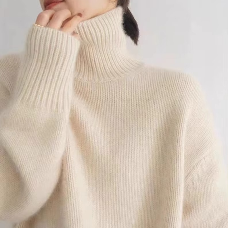 Pull En Cachemire Épais Col Haut Pour Femmes Confortable Élégant Automne Hiver Chaud Polyvalent