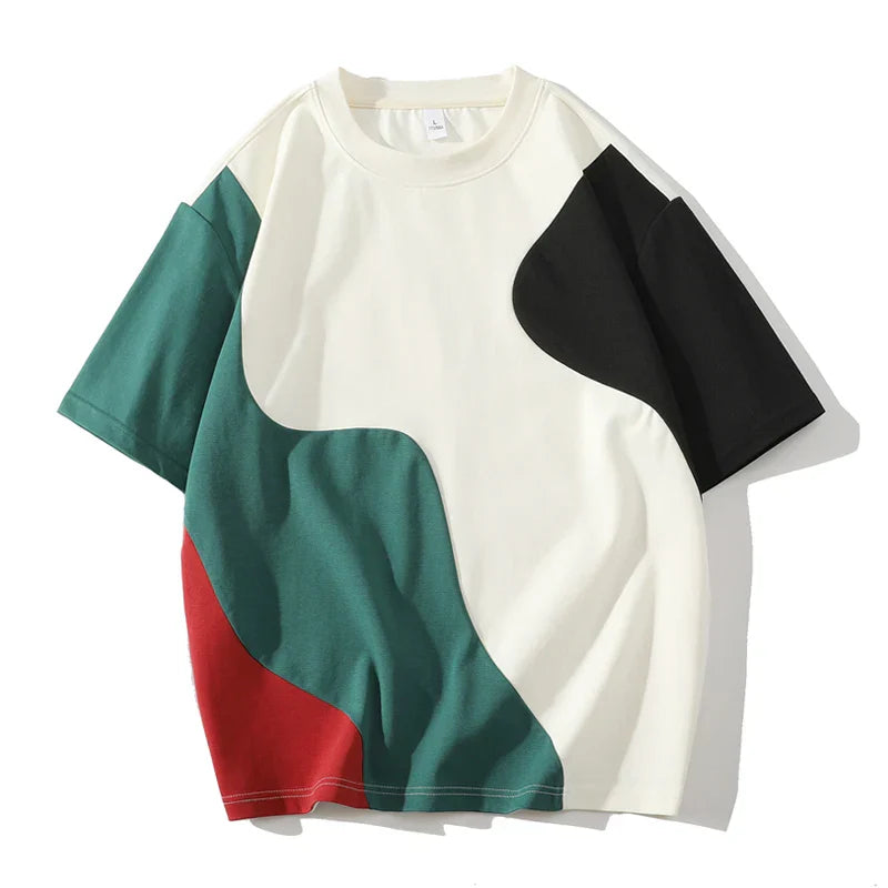 Avisa Color-Block Tee-Shirt Col Rond Poly Mélange Respirant Pour Printemps Été Essentiel Et Polyvalent
