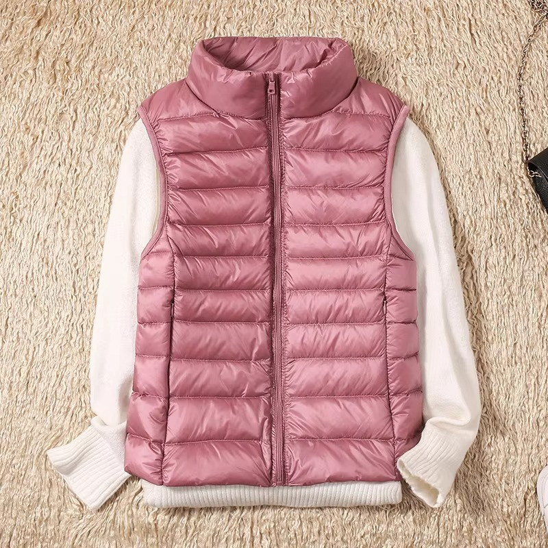 Gilet Sans Manches Court en Duvet pour Femme Léger Matelassé Nylon Chaud Confortable Idéale Hiver et Activité