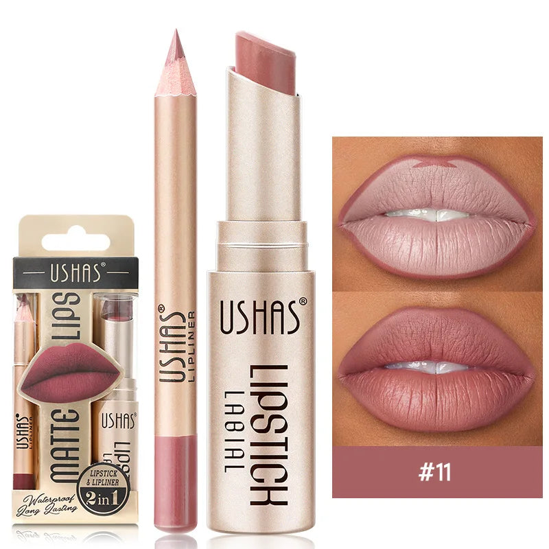 BE X Ushas Rouge À Lèvres Matte Avec Crayon Contour Double Utilisation Offres Spéciales Acheter 2 Obtenez 1 Gratuit
