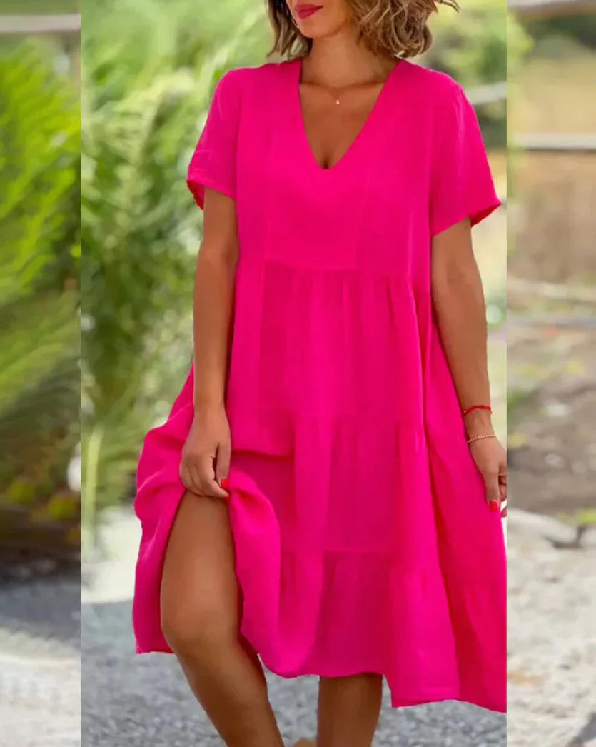 Robe Julie À Encolure En V À Couches Légère Pour Journées Chaudes Amawinc Confortable Et Chic