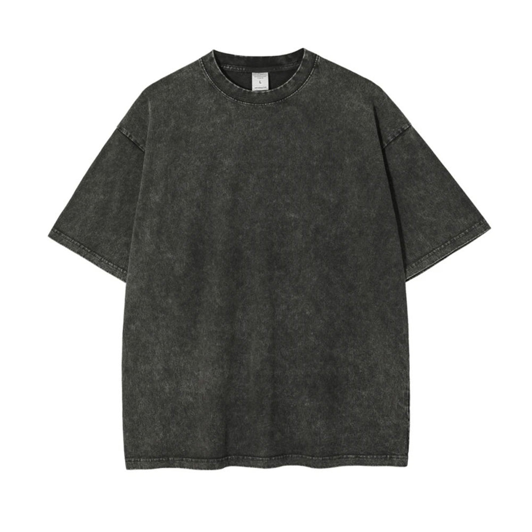 T Shirt Oversize Distressé Délavé En Coton Vintage Multicolore Manches Courtes Coupe Décontractée