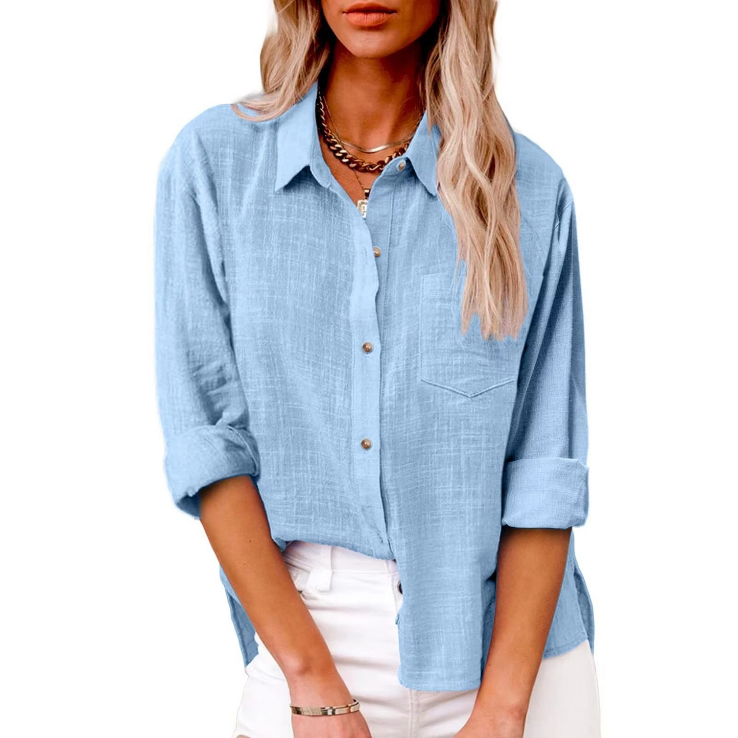 Blouse Décontractée En Coton Lin À Manches Longues Pour Femmes Printemps 2025 Confort Et Élégance