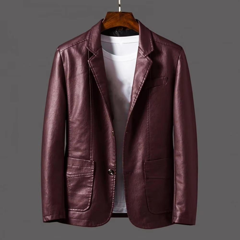Veste Moto Vintage Pour Homme En Cuir PU Style Biker Classique Avec Poches À Boutons Pour Automne