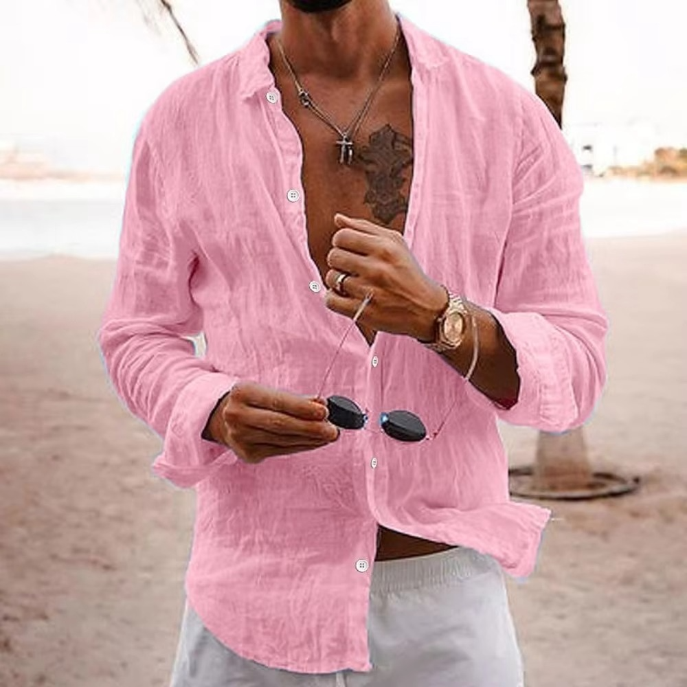 Chemise Décontractée Pour Homme En Coton Lin Respirante Légère Et Coupe Ample Pour Quotidien Et Vacances