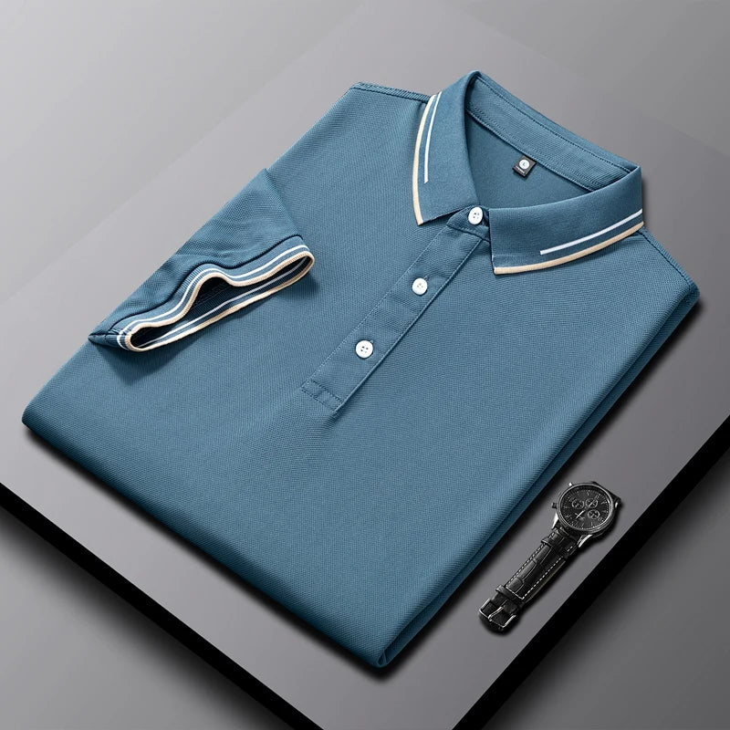 Polo AeroKnit Sur Mesure Respirant Avec Texture Fine Et Col Poignets Contrastés Élégants