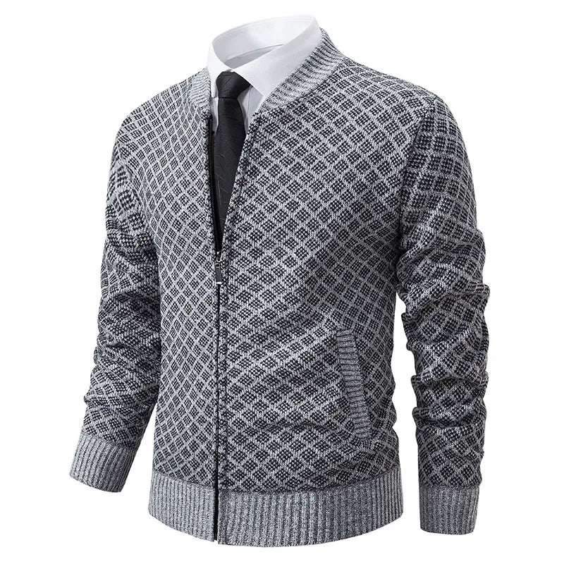 Amawinc Renford Cardigan Professionnel Pour Homme Avec Coupe Cintrée Et Zip Complet