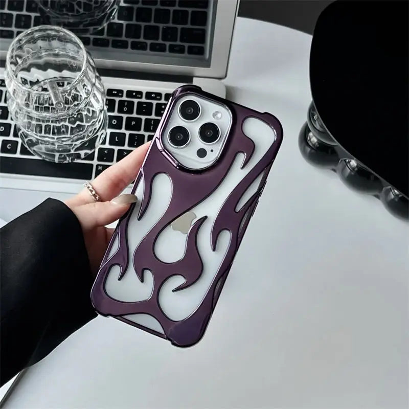 Coque iPhone Flame Render 3D Design Feu Ultra Léger Résistance Choc Silicone Fin Confort Accès Boutons et Ports