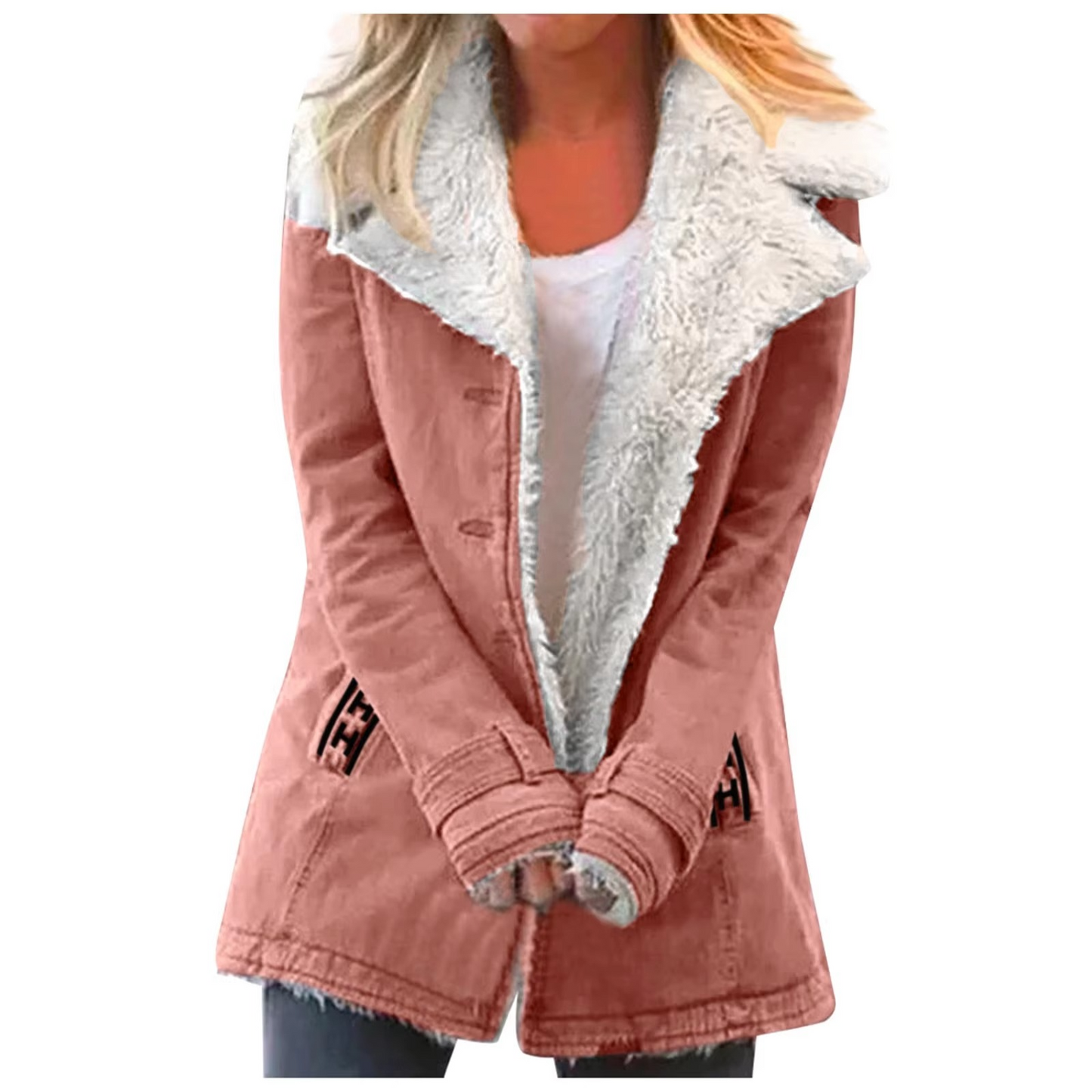 Amawinc Veste Polaire Grande Taille Avec Boutons Pour Femmes Col Et Poches Confortable Élégante Polyvalente