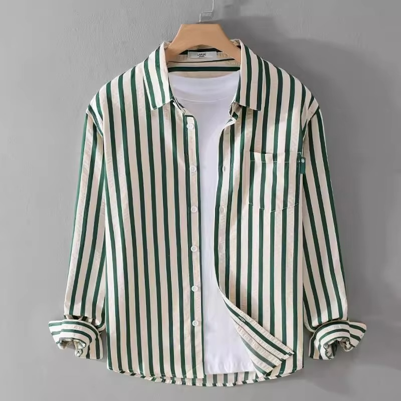 Chemise Veste De Travail À Manches Longues Rayée Pour Hommes Confort Durable Pour Salon Professionnel