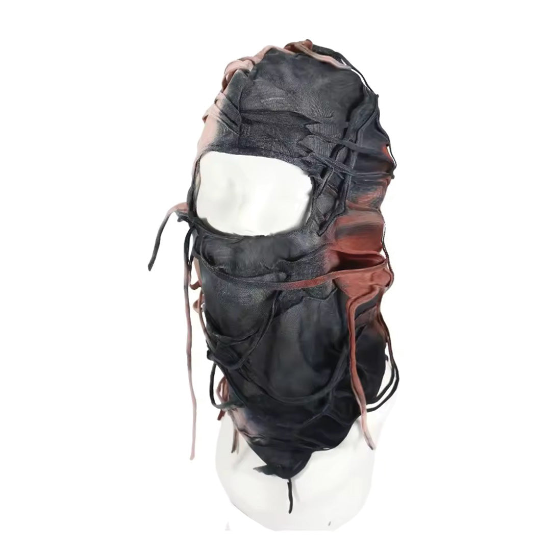 Capuche Shadowform Dystopique En Coton Avec Franges Torsadées Et Silhouette Multicouche Taille Unique